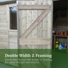 10x8 Forest Timberdale Tongue and Groove Apex Shed with Four Windows - door