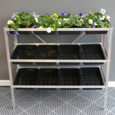 Elite 3 Tier Seed Tray Frame With 12 Trays - in situ, front view