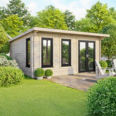 18 x 18 Powersheds Pent Log Cabin In 44mm Log Thickness with uPVC - doors to the right