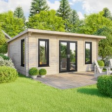 20 x 18 Powersheds Pent Log Cabin In 44mm Log Thickness with uPVC - doors central