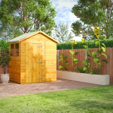 4 x 6 Powersheds Tongue & Groove Apex Wooden Shed - in situ, angle view