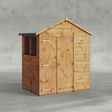 4 x 6 Powersheds Tongue & Groove Apex Wooden Shed With Double Doors - isolated
