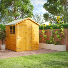 6 x 6 Powersheds Tongue & Groove Apex Wooden Shed With Double Doors, garden setting