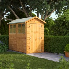 8 x 4 Powersheds Tongue & Groove Apex Wooden Shed - in situ, angle view