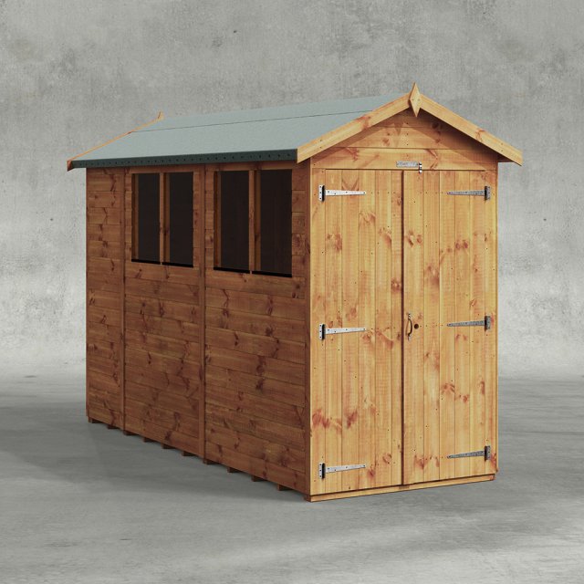 10 x 4 Powersheds Tongue & Groove Apex Wooden Shed With Double Doors, studio photo
