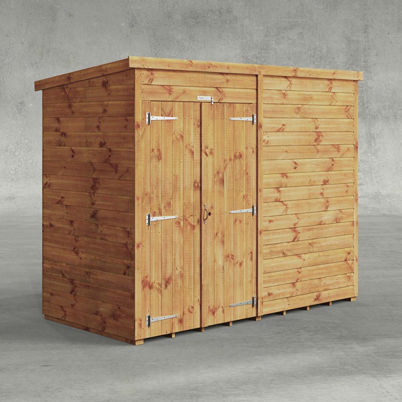 8 x 4 Powersheds Tongue & Groove Windowless Pent Wooden Shed With Double Doors, studio shot