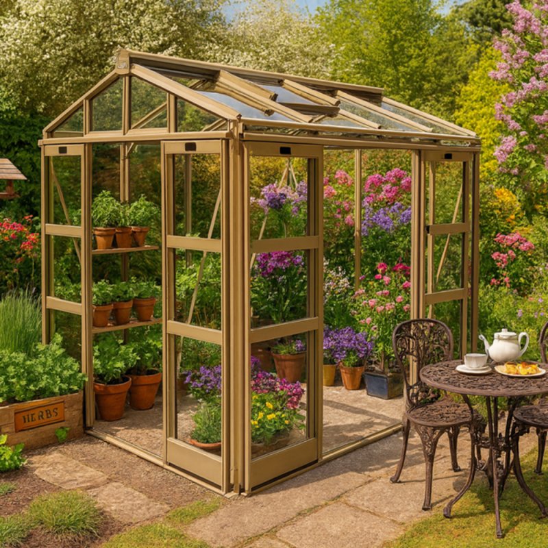 Elite Sanctuary 10x6 Greenhouse - in situ, angle view