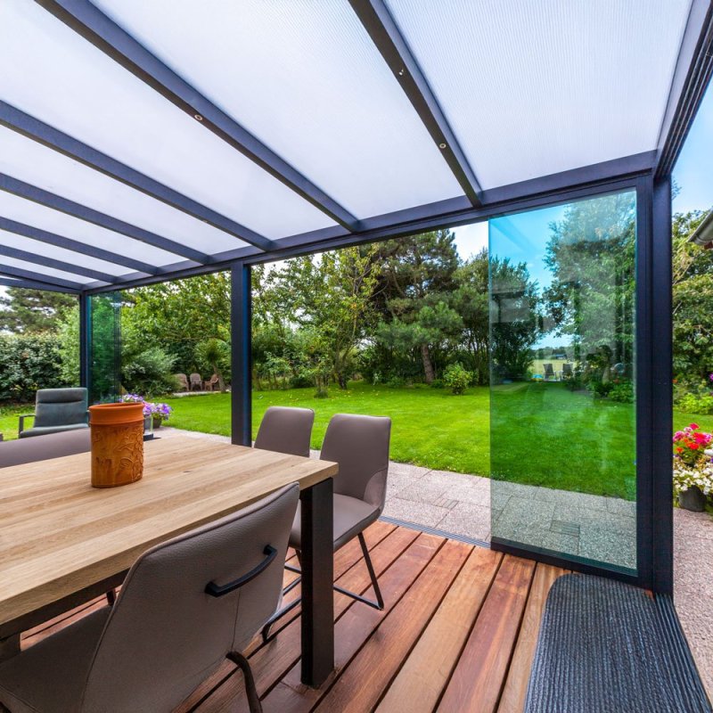Veranda Rafter 17 x 11 (5.0m x 3.5m) Deponti Bosco Veranda Black - elbec garden buildings