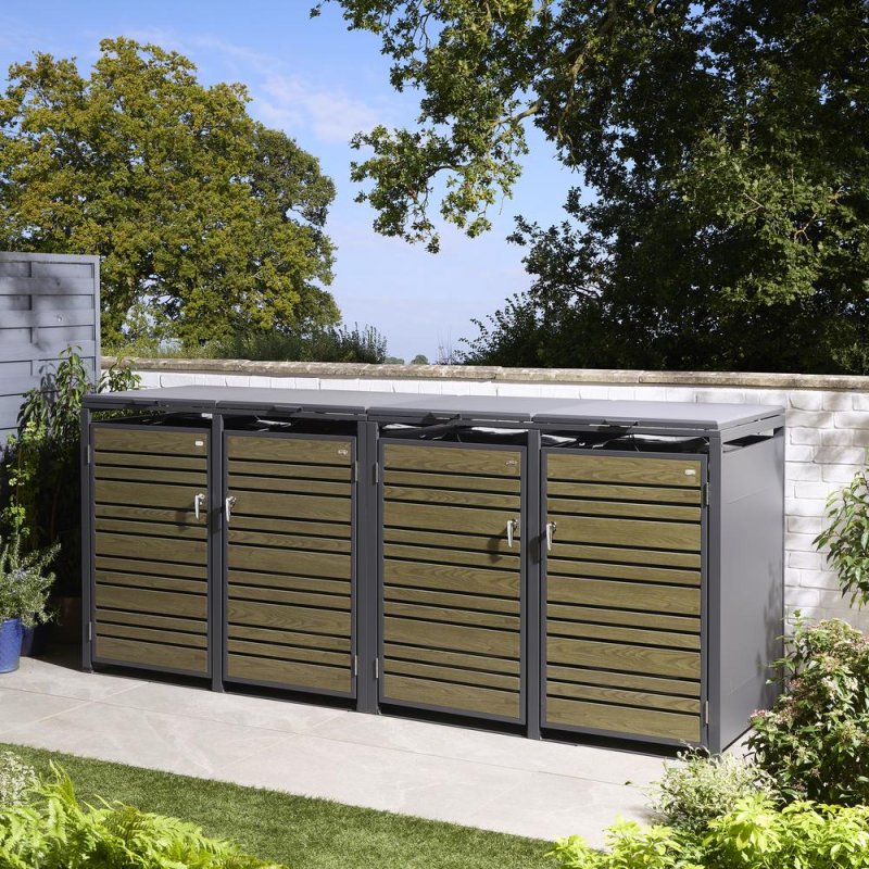 Rowlinson Garden Products Rowlinson Chelsea Quadruple Bin Store - Oak