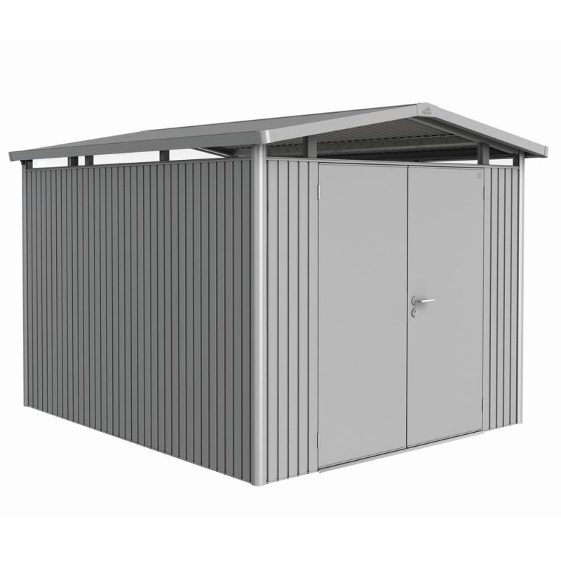 Biohort Panorama P5 metal shed 9x10 in silver metallic with double door