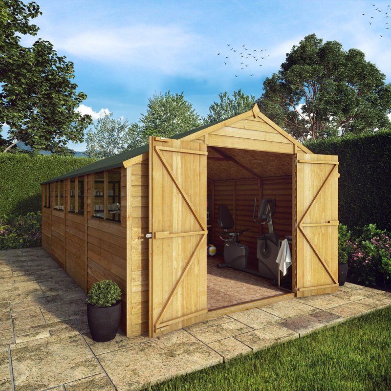 20x10 Mercia Modular Overlap Shed - in situ, doors open