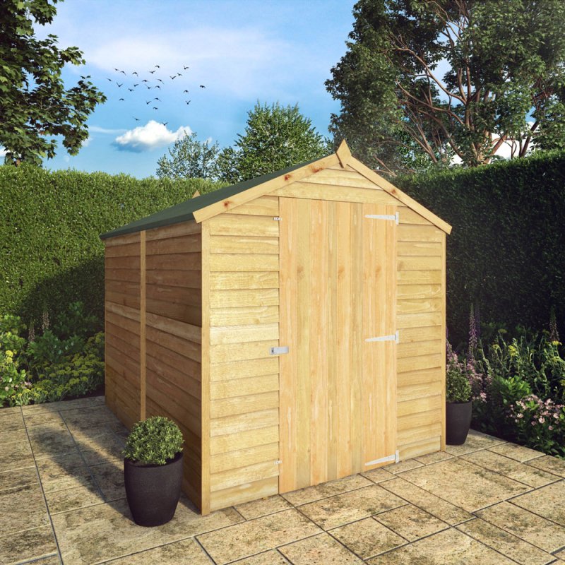 8 x 6 (2.40m x 1.90m) Mercia Overlap Windowless Shed with Single Door