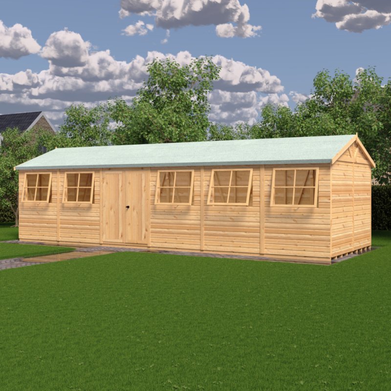 10 x 30 Shire Mammoth Professional Apex Shed - in situ, angle view