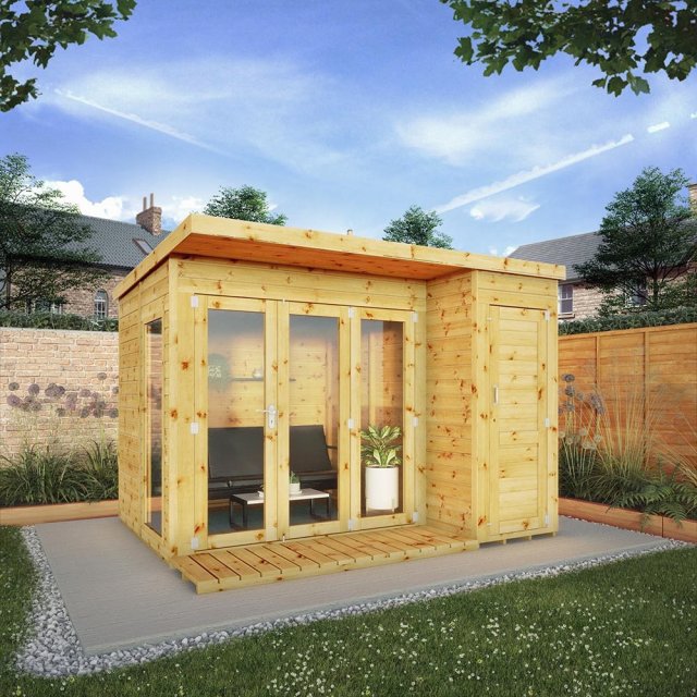 10 x 8  Mercia Garden Room Summerhouse with Side Shed - angle view