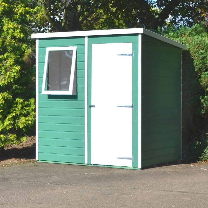 Shire 6x4 shiplap pent garden shed with single door and window