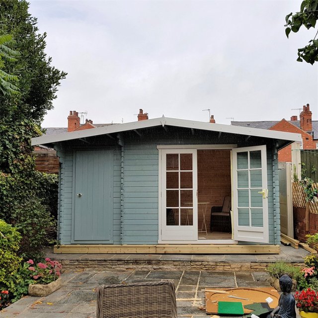 14 x 10 Shire Bourne Log Cabin with Side Storage