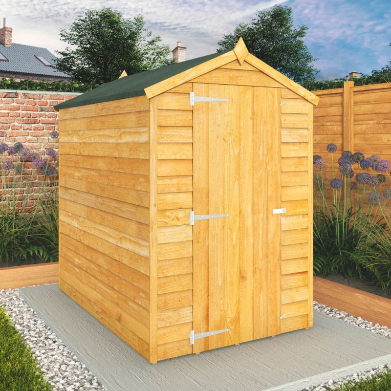 6 x 4 (1.81m x 1.25m) Mercia Overlap Shed - No windows