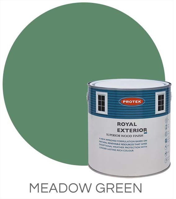 Protek Royal Exterior Paint 5 Litres - Meadow Green Colour Swatch with Pot