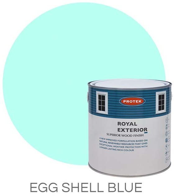 Protek Royal Exterior Paint 5 Litres - Eggshell Blue Colour Swatch with Pot