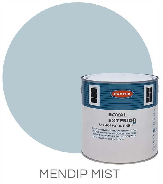 Protek Royal Exterior Paint 5 Litres - Mendip Mist  Colour Swatch with Pot
