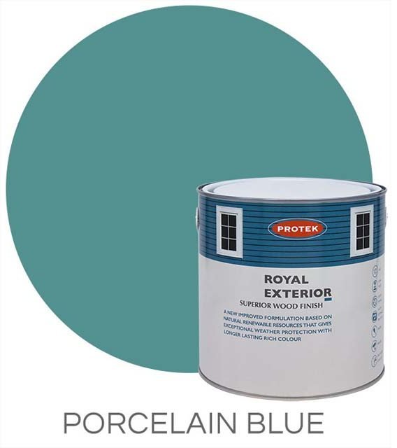 Protek Royal Exterior Paint 5 Litres - Porcelain Blue Colour Swatch with Pot