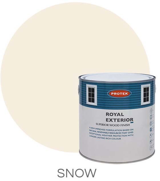 Protek Royal Exterior Paint 5 Litres - Snow Colour Swatch with Pot