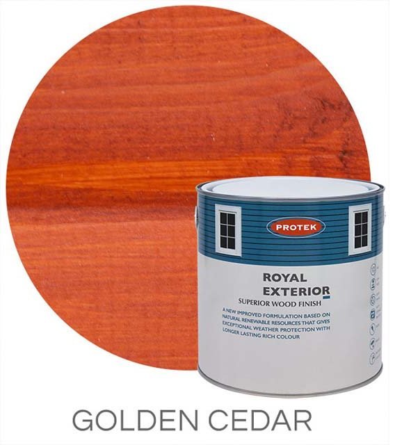 Protek Royal Exterior Paint 5 Litres - Golden Cedar Colour Swatch with Pot