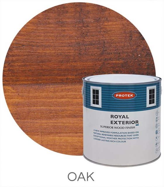 Protek Royal Exterior Paint 5 Litres - Oak Colour Swatch with Pot
