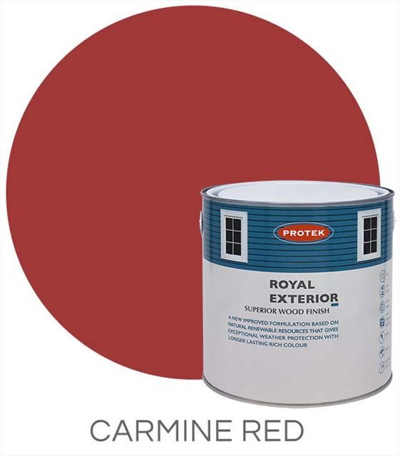 Protek Royal Exterior Paint 5 Litres - Carmine Red Colour Swatch with Pot