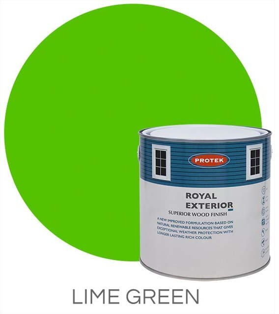 Protek Royal Exterior Paint 5 Litres - Lime Green Colour Swatch with Pot