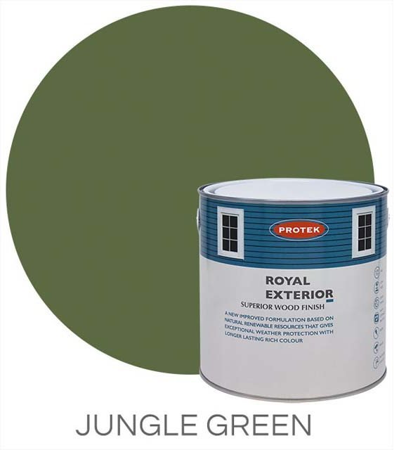 Protek Royal Exterior Paint 5 Litres - Jungle Green Colour Swatch with Pot