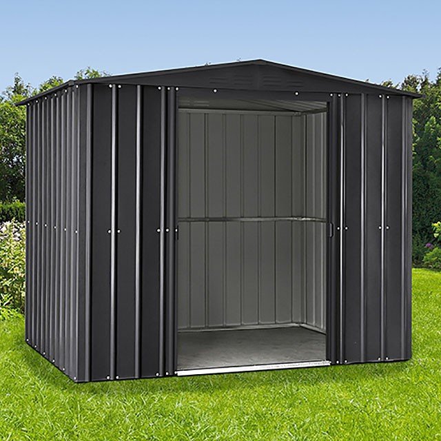 8 x 5 Lotus Apex Metal Shed in Anthracite Grey