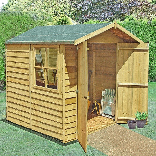 7 x 7 (1.98m x 2.05m) Shire Overlap Pressure Treated Shed - Double Door