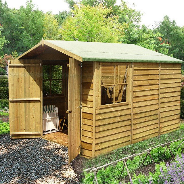 10 x 7 (2.97m x 2.05m) Shire Overlap Pressure Treated Shed - Double Door
