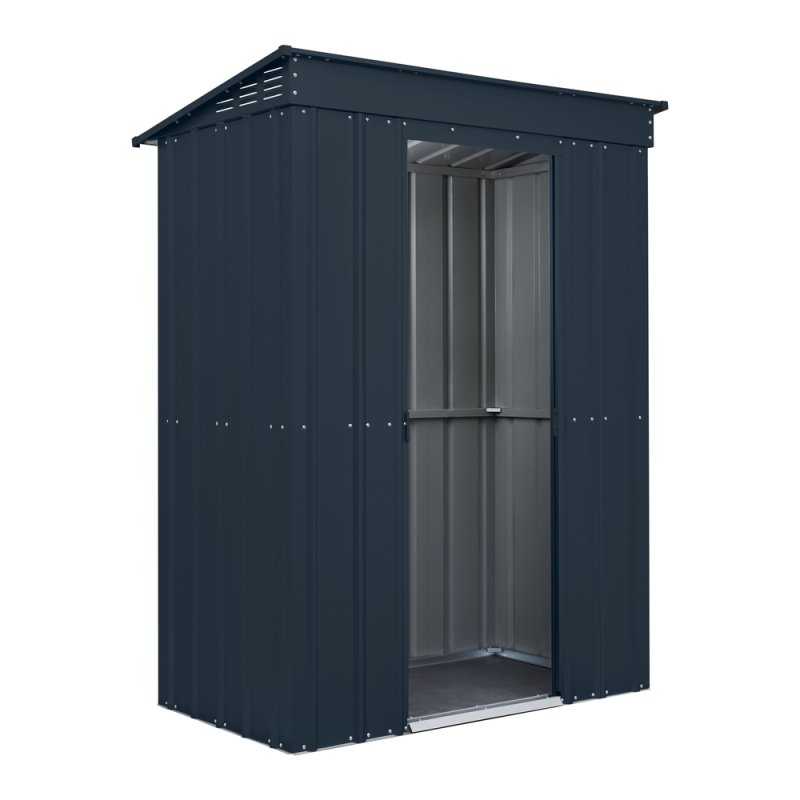 5 x 3 Globel Pent Metal Shed In Grey - isolated angle view