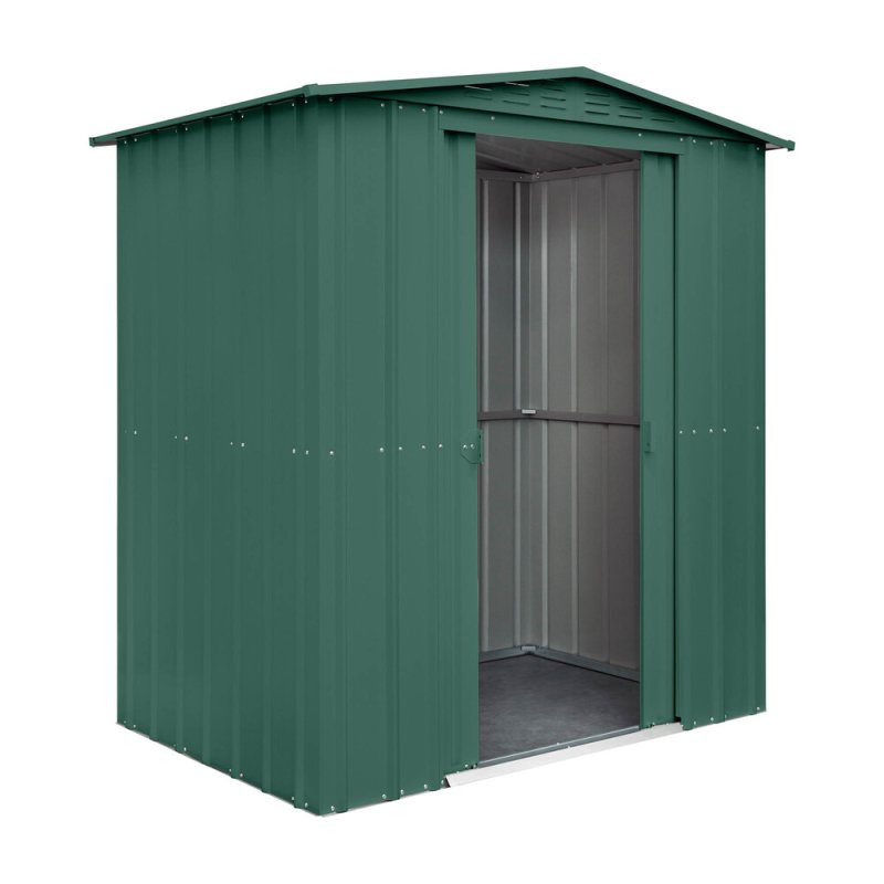 6x4 Globel Lotus Apex Metal Shed in Green - isolated angle view