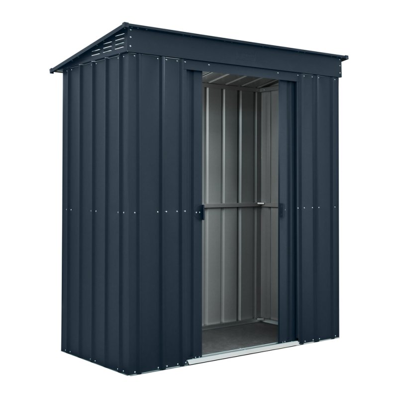 6 x 3 Globel Lotus Pent Metal Shed In Grey - isolated angle view