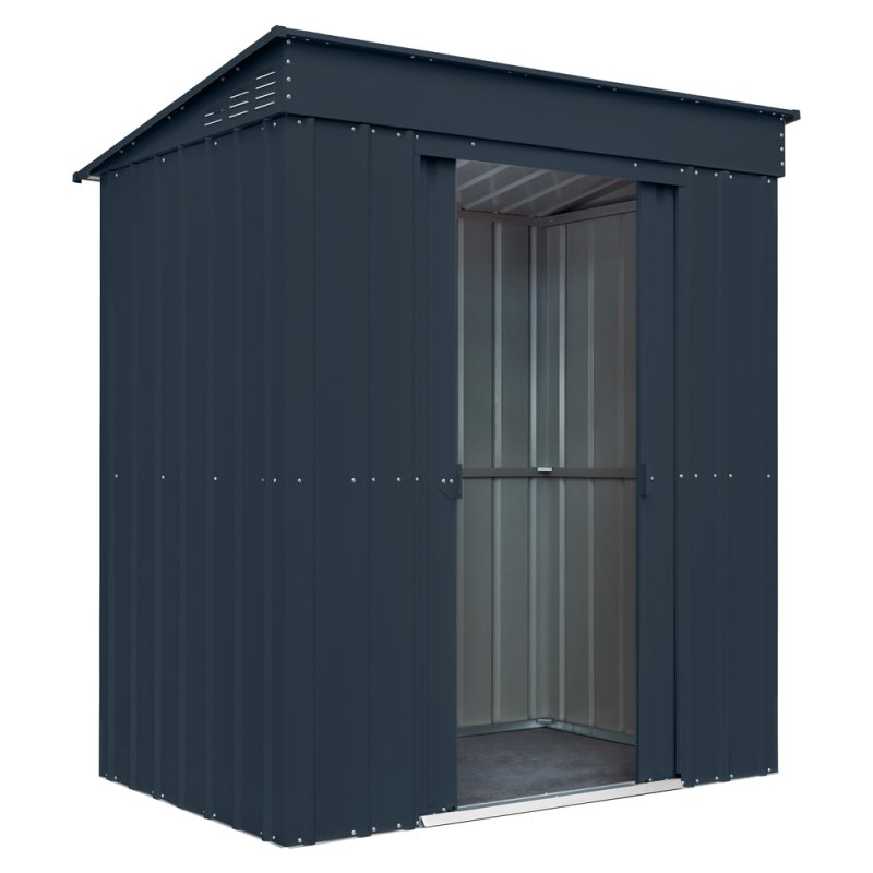 6 X 4 Globel Pent Metal Shed In Grey - isolated angle view