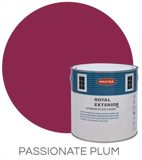 Protek Royal Exterior Paint 5 Litres - Passionate Plum Colour Swatch with Pot