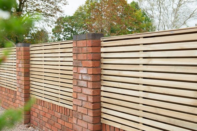 3ft High (900mm) Forest Contemporary Double-Sided Slatted Fence Panel - Pressure Treated