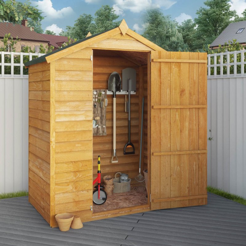 5 x 3 Mercia Overlap Apex Shed - Windowless - In Situ, Door Open