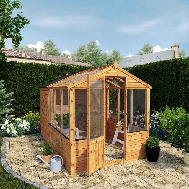 10 x 6  Mercia Greenhouse and Shed Combi - angle view