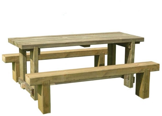 1.8m Forest Refectory Table and Sleeper Bench Set