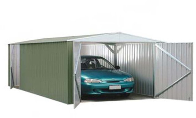 20 x 10 Mercia Absco Metal Utility Workshop in Pale Eucalyptus