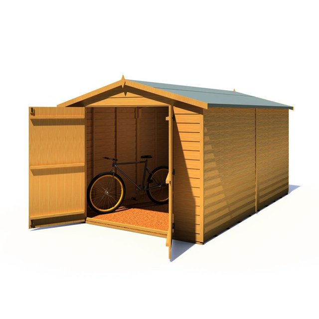 12 x 8 (3.59m x 2.39m) Shire Overlap Apex Garden Shed - No Windows - full view