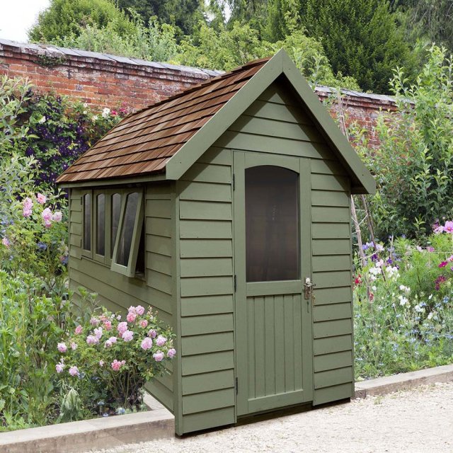 8 x 5 Forest Retreat Pressure Treated Redwood Lap Shed - Moss Green