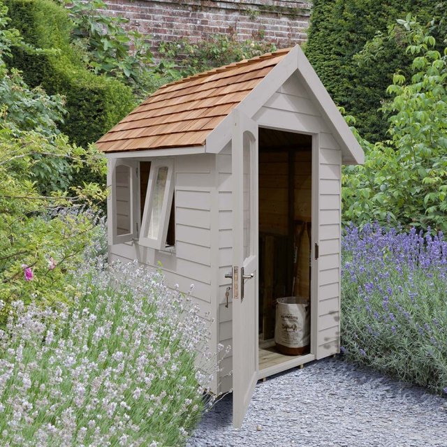 6 x 4  Forest Retreat Redwood Lap Pressure Treated Shed - Pebble Grey