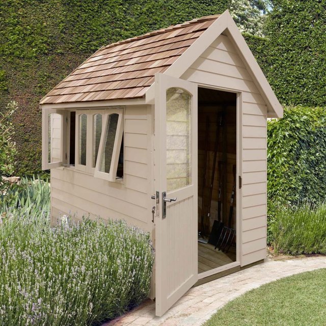 8 x 5 Forest Retreat Pressure Treated Redwood Lap Shed in Natural Cream
