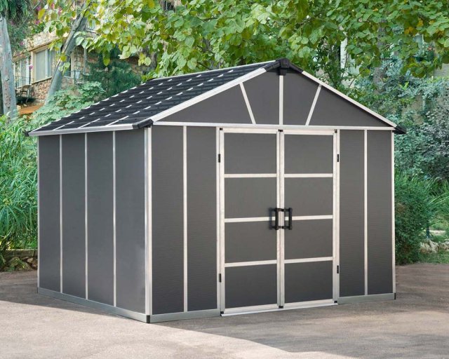 11 x 9 Palram Yukon Plastic Apex Shed - Dark Grey