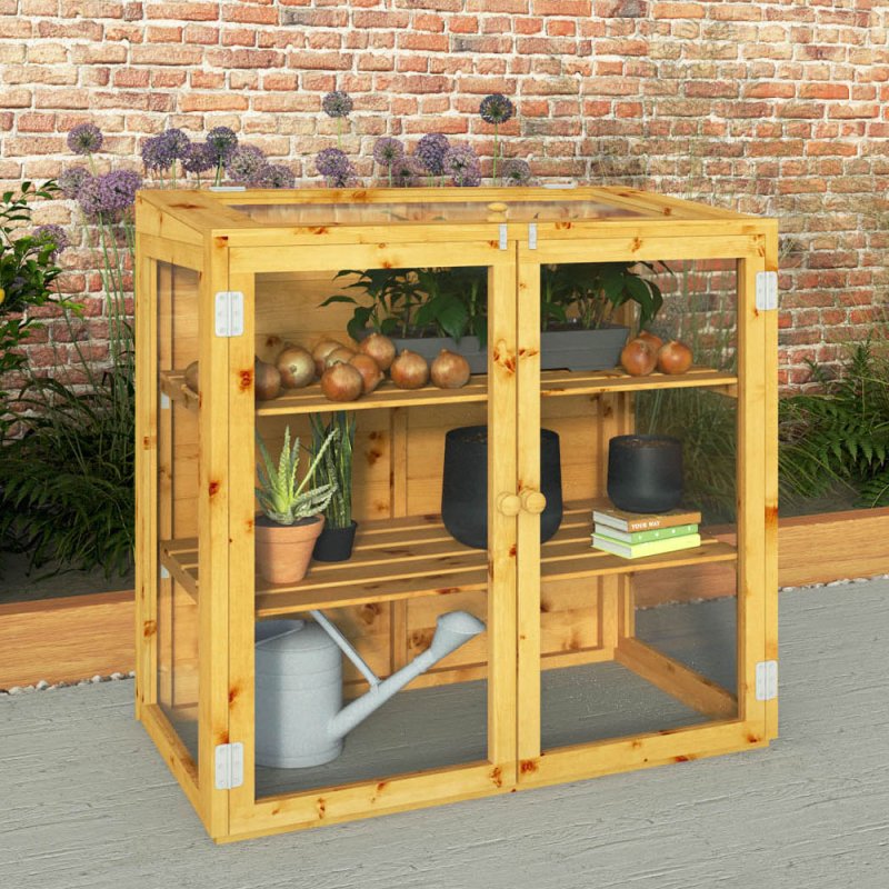 4 x 2 Mercia Mini Greenhouse - in situ, doors closed